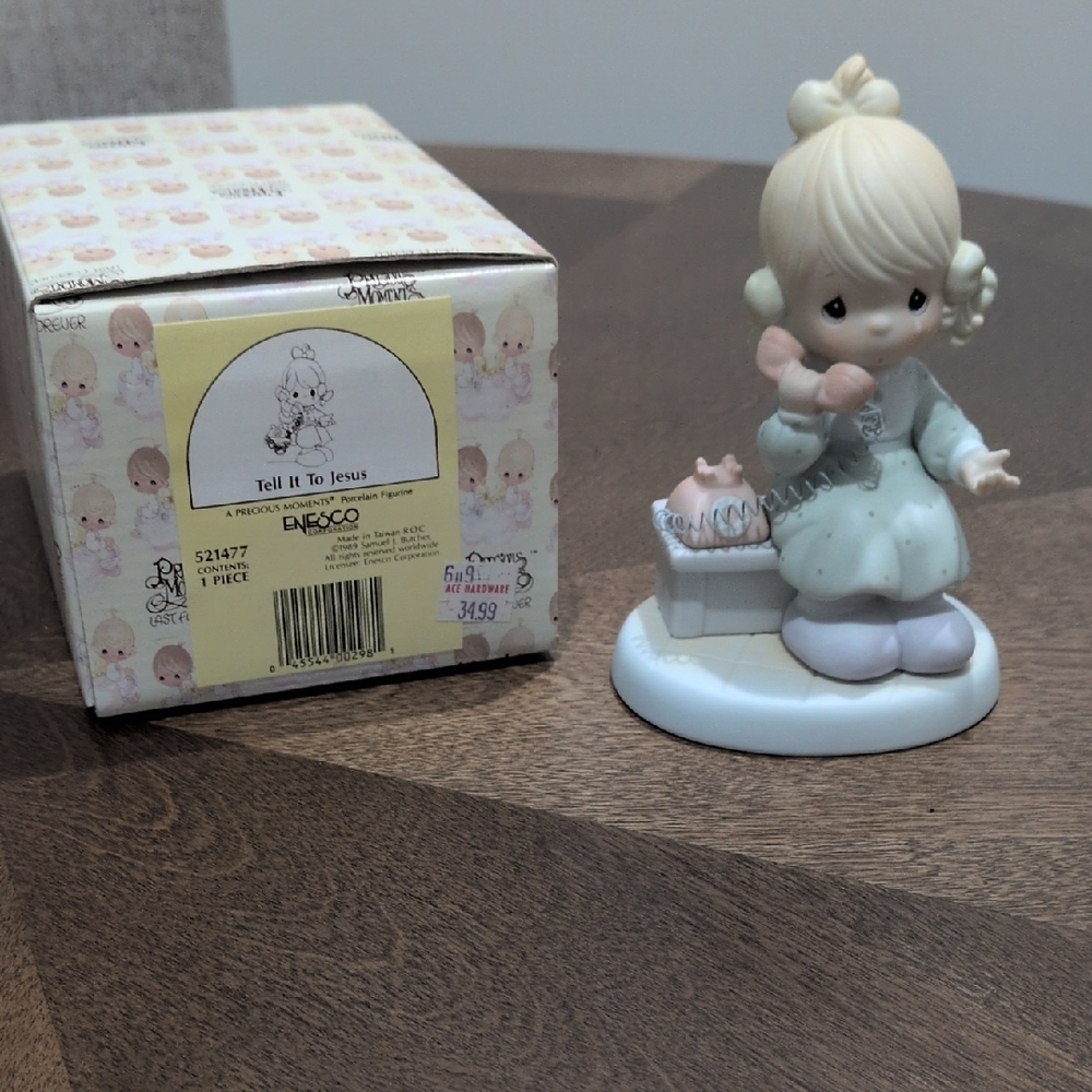 Precious Moments Blonde Figurine with Pink Phone
